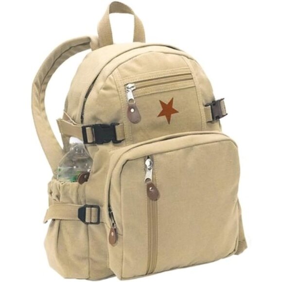 🆕 Women Khaki Vintage Star Stone-Washed Canvas Padded Adjustable Strap Backpack - Picture 4 of 6